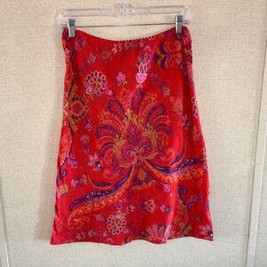 NY&Co 100% Silk Slip Skirt Women’s Small Red Paisley Y2K Boho Fairy Whimsigoth